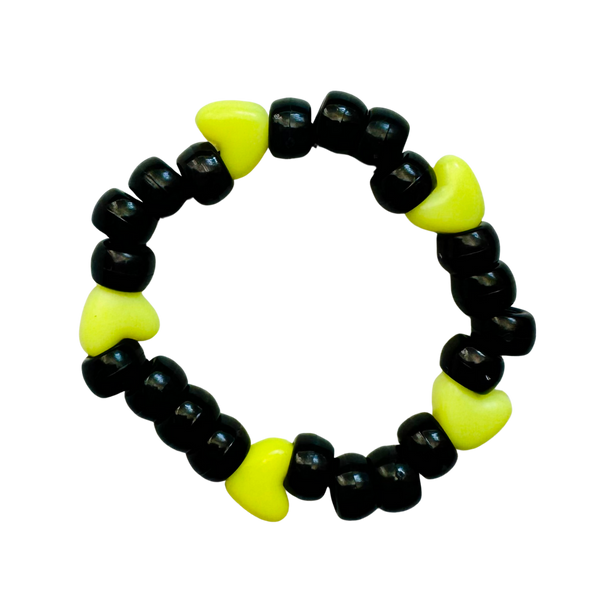 Black Kandi Bracelet w/ Yellow Hearts