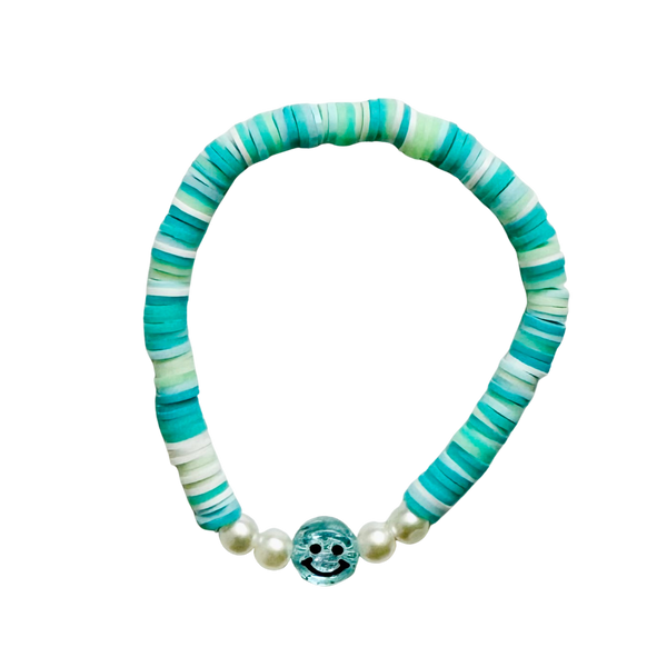 Turquoise Blue Bracelet with Smiley