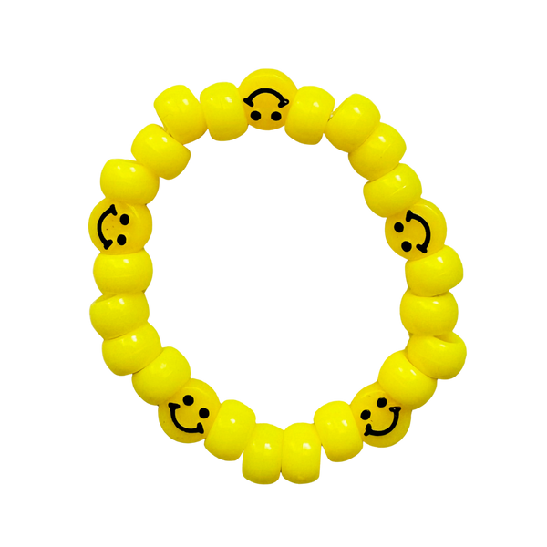 Yellow Kandi Bracelet w/ Yellow Smiley