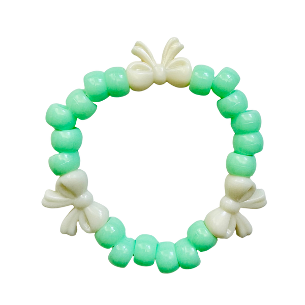 Light Green Kandi Bracelet w/ White Bows