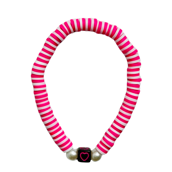 Pink and White Stripe Bracelet