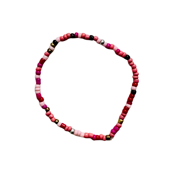 Boho Pink Seed Beaded Bracelet