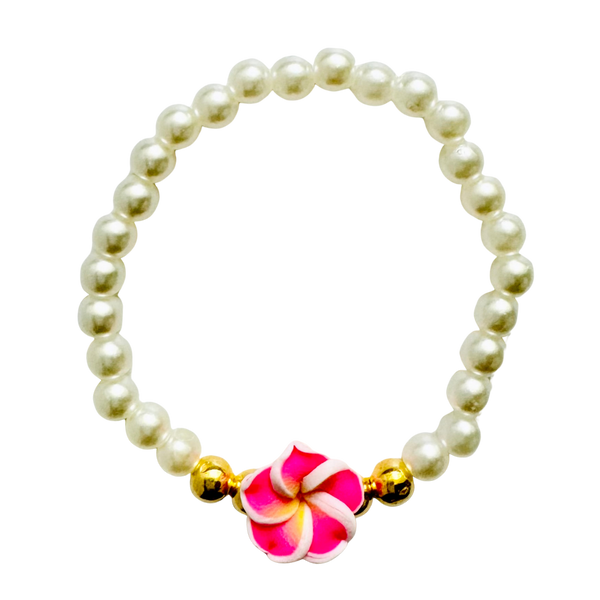 Pink Flower Pearl Bracelet