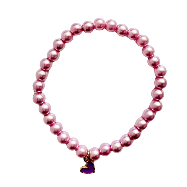 Purple Pearl Bracelet w/ Purple Heart Charm