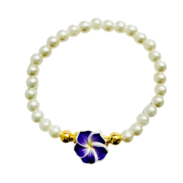 Purple Flower Pearl Bracelet