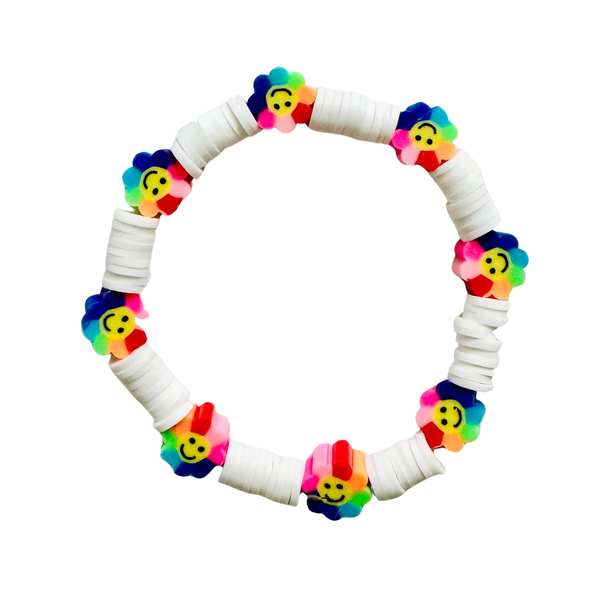 Rainbow Smiley Flower Bouquet Bracelet