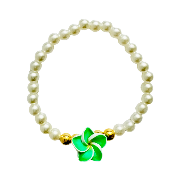 Green Flower Pearl Bracelet