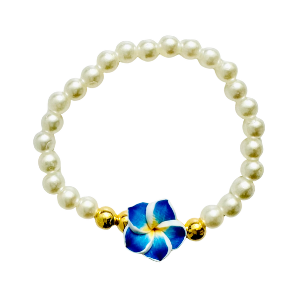 Blue Flower Pearl Bracelet