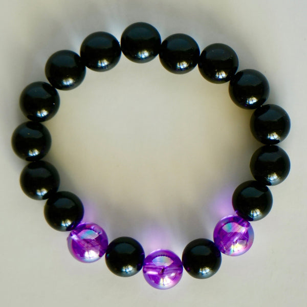 Halloween Black and Purple Acrylic Bead Bracelet