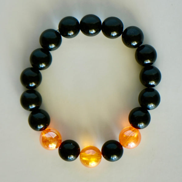 Halloween Black and Orange Acrylic Bead Bracelet