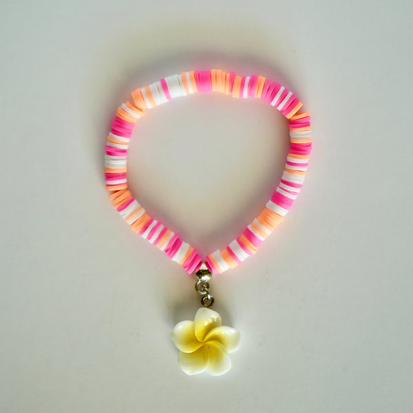 White Plumeria Flower Bracelet