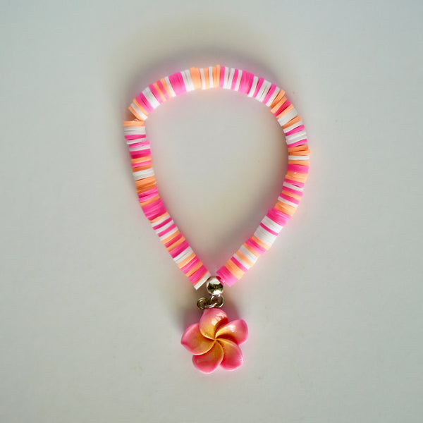 Pink Plumeria Flower Bracelet