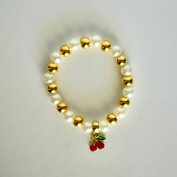 Pearl and Golden Beads w/ Cherry Charm