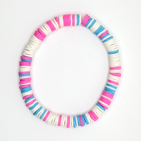 Clay Bead Bracelet (Preppy Pink and Light Blue)