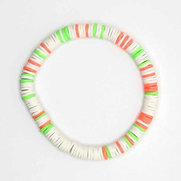 Clay Bead Bracelet (Neon Green and Neon Orange)