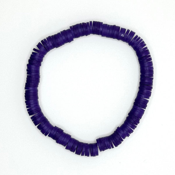 Clay Bead Bracelet (Eggplant Purple)