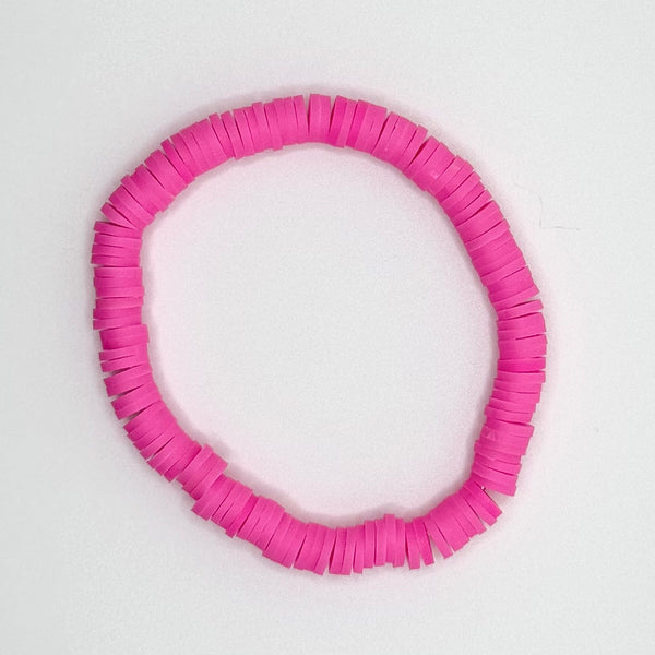 Clay Bead Bracelet (Neon Pink)