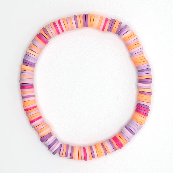 Clay Bead Bracelet (Orange/Purple/Pink Mix)