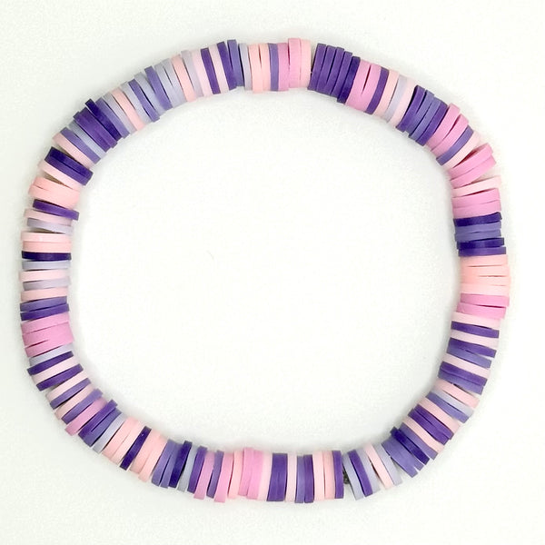 Clay Bead Bracelet (Purple and Pink Mix)