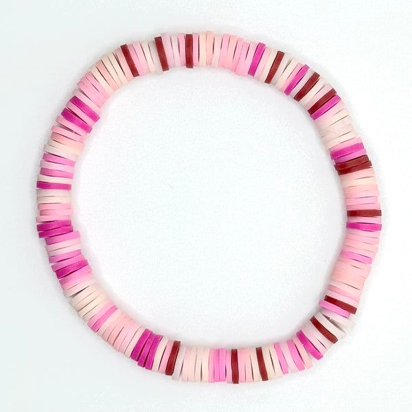 Clay Bead Bracelet (Dark/Light Pink Mix)