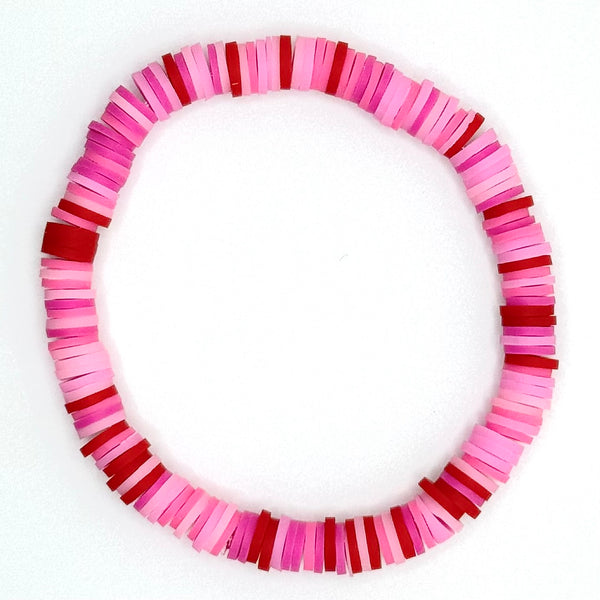 Clay Bead Bracelet (Red and  Pink Mix)