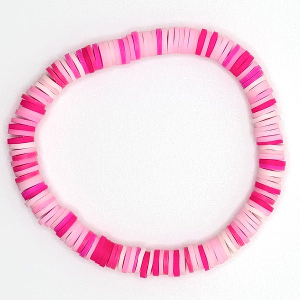 Clay Bead Bracelet (Neon Pink Mix)