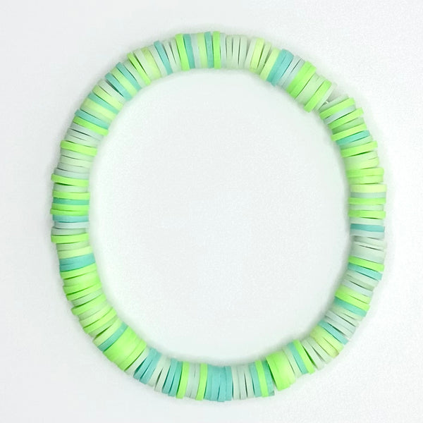 Clay Bead Bracelet (Neon Green and Turquoise Blue Mix)