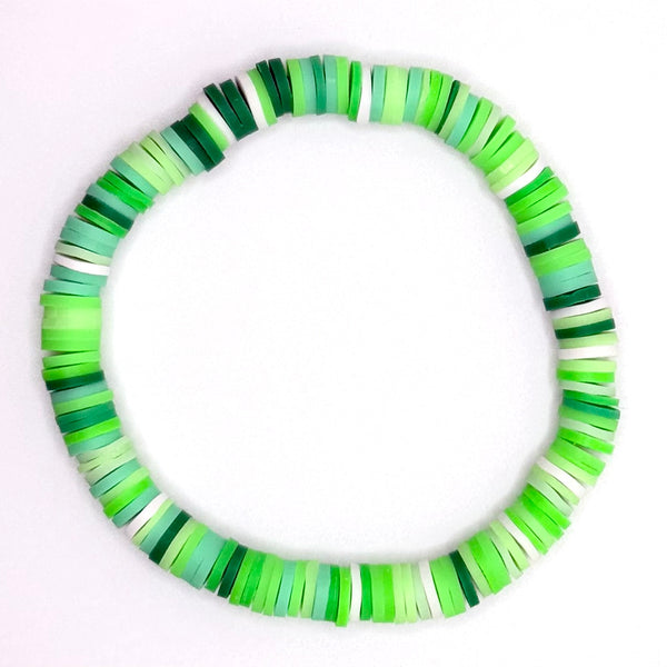 Clay Bead Bracelet (Neon Green and Green Mix)