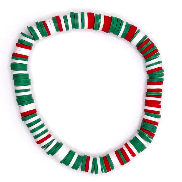 Clay Bead Bracelet (Christmas Red and Green Mix)