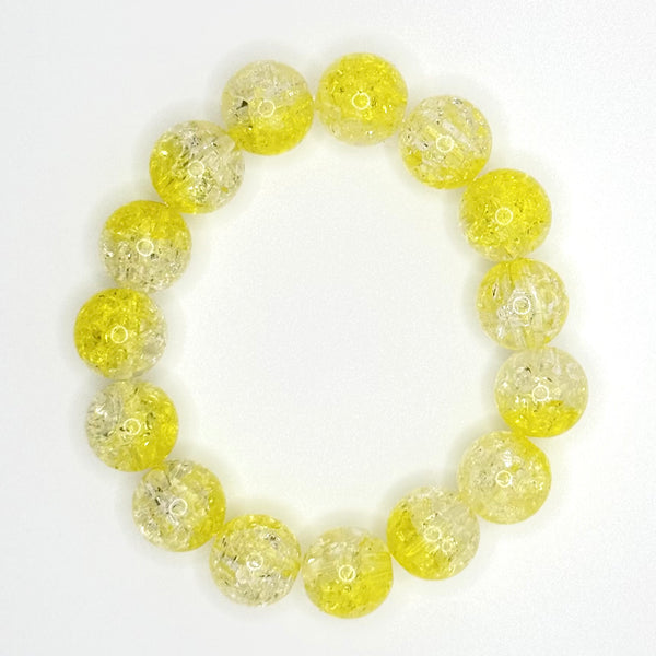 Crackle Acrylic Bead Bracelet (12mm, Yellow)