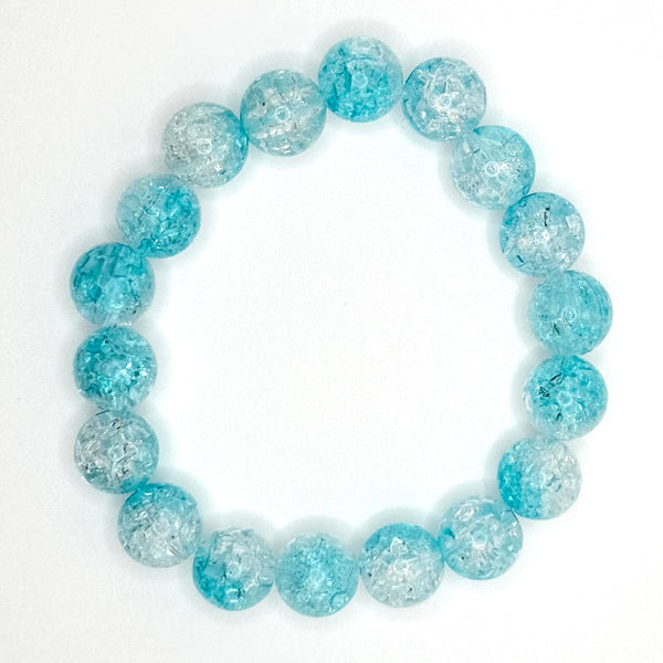 Crackle Acrylic Bead Bracelet (10mm, Light Blue)