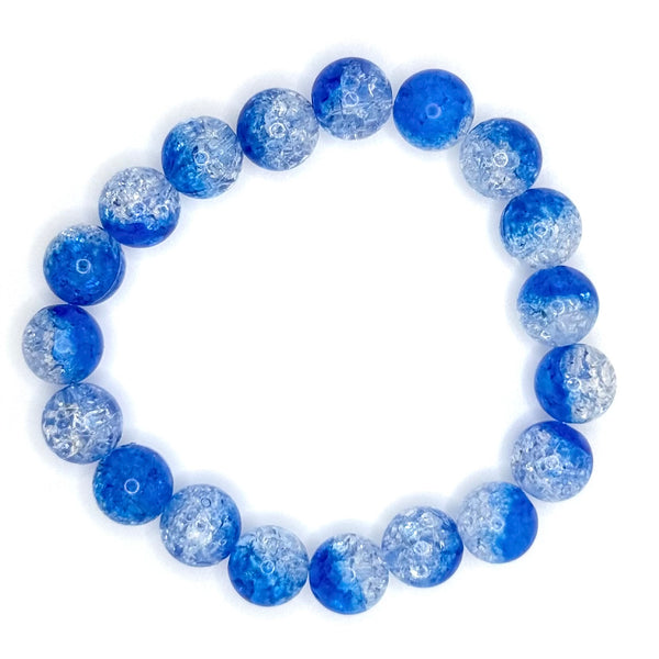 Crackle Acrylic Bead Bracelet (10mm, Blue)