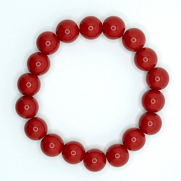 Acrylic Bead Bracelet (10mm, Red)