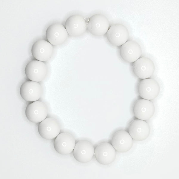 Acrylic Bead Bracelet (10mm, White)