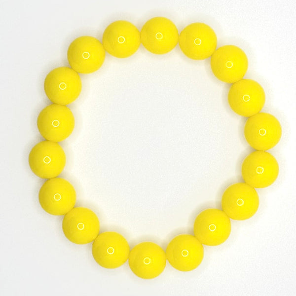 Acrylic Bead Bracelet (10mm, Yellow)