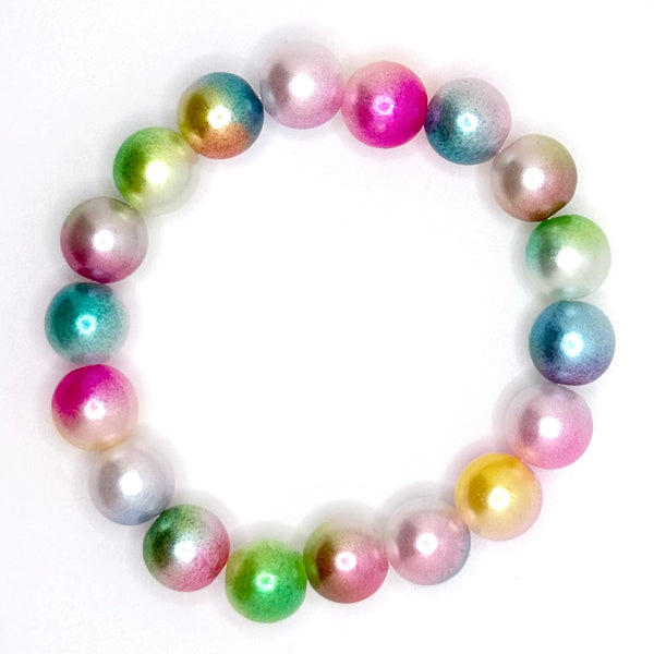 Acrylic Bead Bracelet (10mm, Pearly Rainbow Mix)