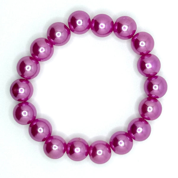 Acrylic Bead Bracelet (10mm, Pearly Purple)