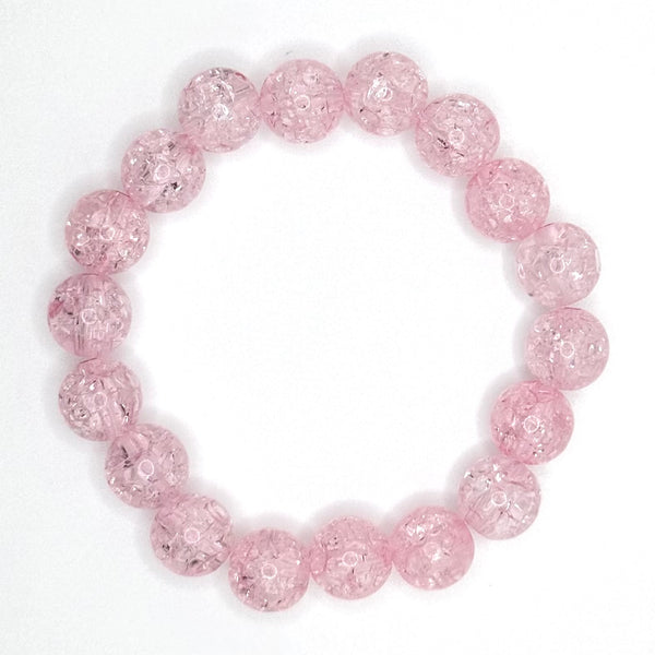 Crackle Acrylic Bead Bracelet (10mm, Pink)