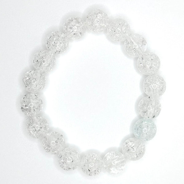 Crackle Acrylic Bead Bracelet (10mm, Clear)