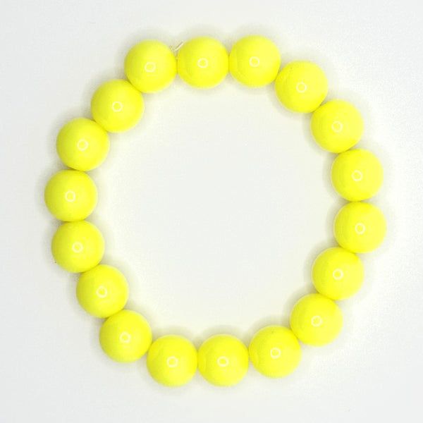 Acrylic Bead Bracelet (10mm, Light Yellow)