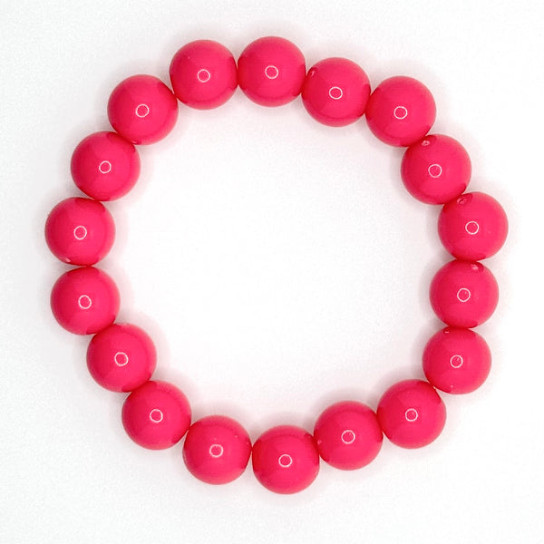 Acrylic Bead Bracelet (10mm, Dark Pink)